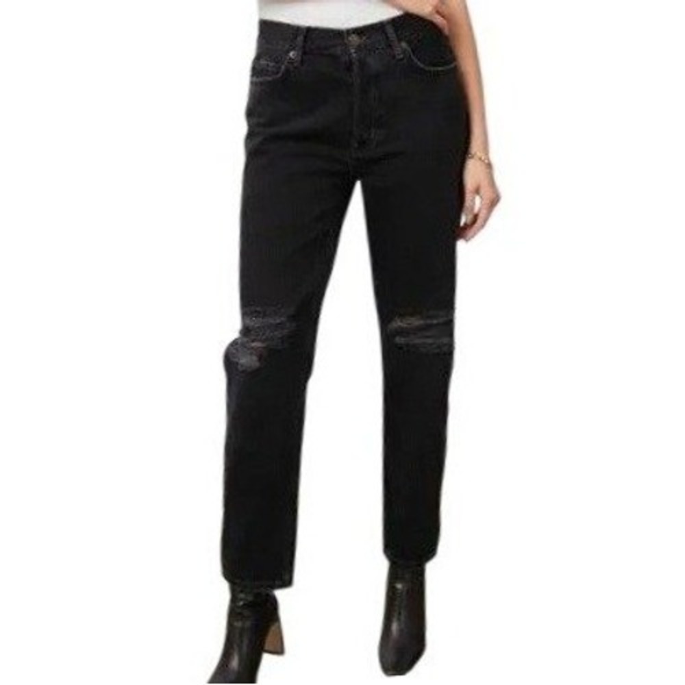 Rails Womens‎ 29 The Atwater Slouchy Straight Buttonfly Jeans Inked Distress NWT
